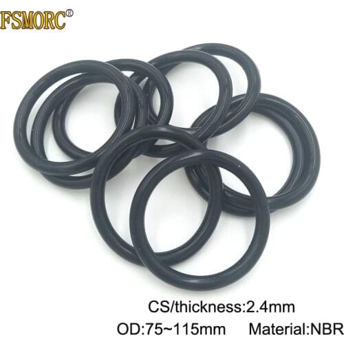 50pcs OD 75 78 80 82 85 88 90 92 95 98 100 105 110 115mm x 2.4mm Thickness NBR o ring seal Rubber Ring Gasket Mechanical