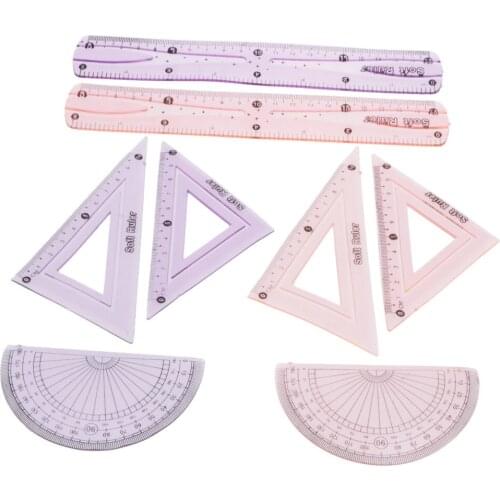 8x Plastic Measuring Straight Ruler Protractor Drawing Template Stencils Tools