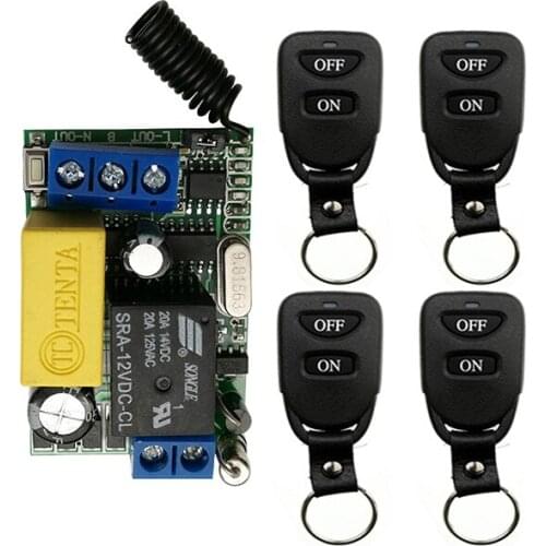 AC220V 10A 1CH Mini Wireless RF Remote Control Light Switch 10A Relay Output Radio Receiver Module+ Belt buckle Transmitter