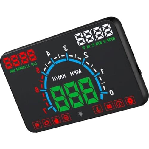 HD Car Wired Head Up Display Speedometer Windscreen Dual-model RPM KM/h