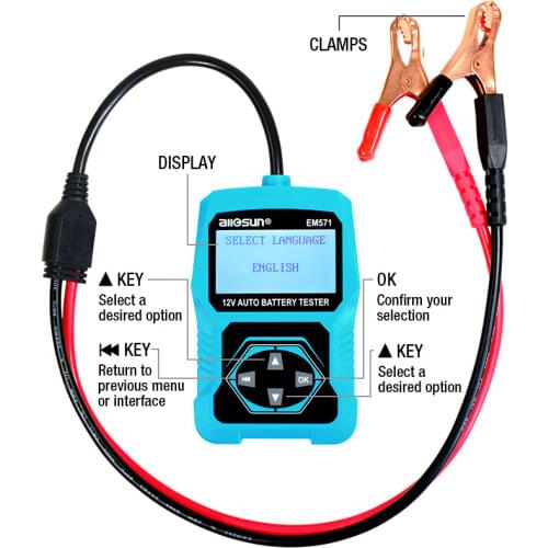 12V Automotive Vehicle Car Battery Tester 3 in 1 Multifunction Check Meter Digital Analyzer Diagnostic ALL-SUN EM571