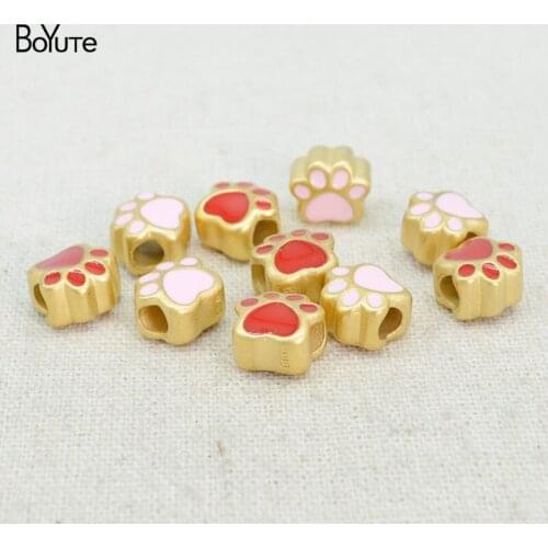 BoYuTe (10 Pieces/Lot) Matte Gold Plated Feet Shape Spacer Beads Factory Direct Sale Handmade Diy Brass Beads Accessories