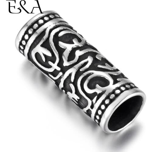 Stainless Steel Slider Tube Beads Squiggle Blacken Slide Charms For 7mm Leather Bracelet DIY Accessories Jewelry Making Supplies