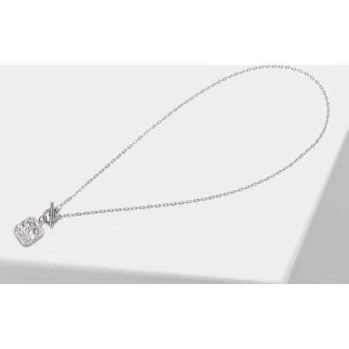 Amorita boutique Retro metal small square brand embossed "5" pendant necklace