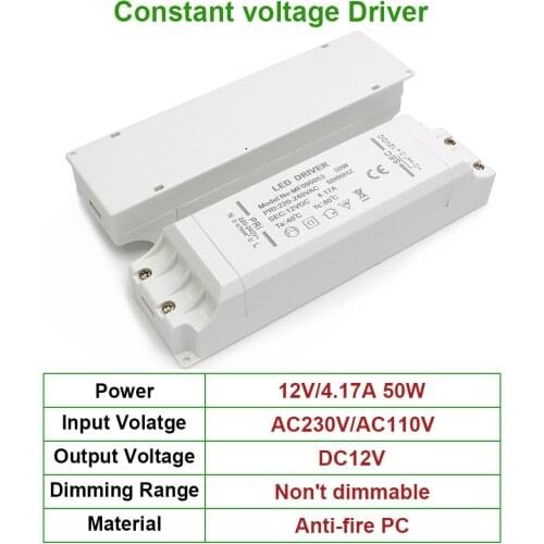 DC12V 50W LED Lamp Driver 4.17A Lighting Transformer Input AC230V Or AC110V Supply for LED lamps Indoor lighting Power Adapter