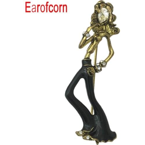 Earofcorn Retro Girl Brooches Fashion Simple Crystal Human Form Brooches Collar Pin Clothing Jewelry