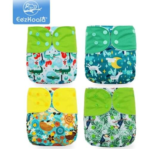 EezKoala 4pcs/set Cloth Diaper Eco-Friendly fast dry washable Baby Cloth Cover Reusable Baby Pocket Nappy