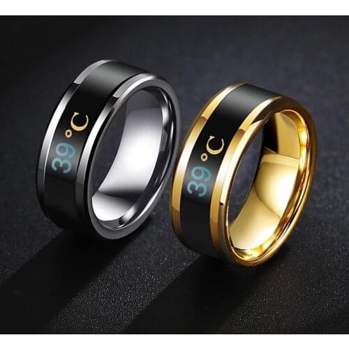 Rinhoo Temperature Ring Stainless Steel Mood Emotion Feeling Intelligent Temperature Sensitive Rings for Women Men Jewelry
