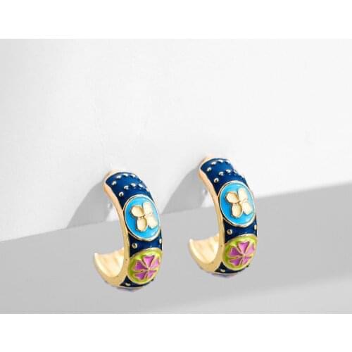 Round Flower Hoop Earrings Womens Accessories Vintage Star Daisy Earrings Fashion Jewelry Wholesale Gift Trend Summer 2021 New