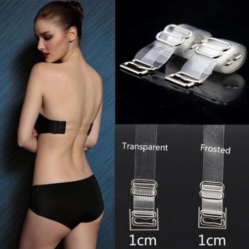 Hot 1 Pair Transparent Clear Shoulder Bra Strap With Metal Buckle Adjustable Shoulder Strap Invisible Underwear Accessories
