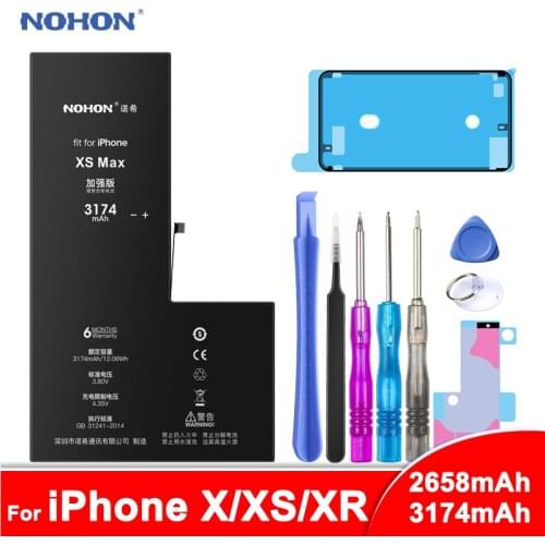 NOHON Lithium Battery For Apple iPhone X XS XR Mobile Phone Replacement Bateria For iPhoneX Xs Xr Max Capacity + Free Tools