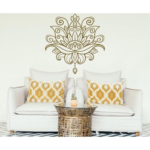 Lotus Mandala Wall Decal- Yoga Vinyl Wall Decal Morrocan Pattern Boho Bohemian Bedroom Decor- Lotus Flower Wall Decal A12-026