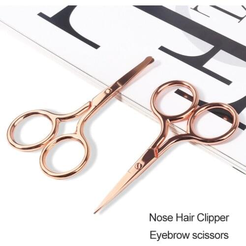 Facial Hair Small Scissors For Men Women Curved and Rounded Safety Eyebrow Nose Hair Mustache Beard Eyelashes Ear Trimming Kit