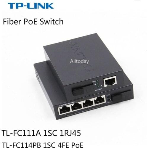TP-Link 4-Port POE Media Converter 10/100M Single-Mode Single Fiber Optical Transceiver 1Pair SC (TL-FC111A+TL-FC114PB)