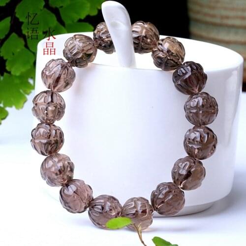 Natural crystal Donghai specialty tea crystal lotus single ring bracelet pure fashion hand woven 12mm