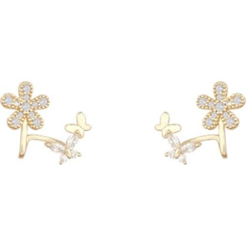 Fashionable new flower butterfly ear clip earrings Korean style elegant high quality Earrings