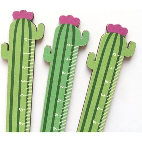 New 15 Cm Cactus Wood Ruler Student Stationery Wooden Measure Ruler Kids Metric Tool Rewarding Promotion Gift