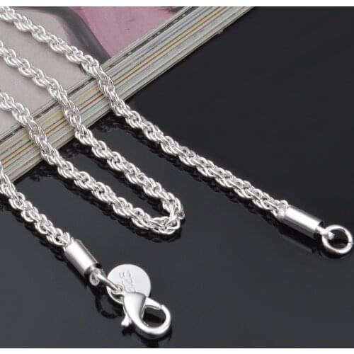 3mm Hemp Rope Necklace For Women Silver plated Color Choker Colar Necklaces & Pendants Men Jewelry Charms Jewellery Femme