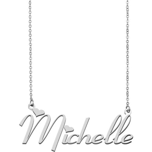 Michelle Name Necklace Personalised Stainless Steel Women Choker 18k Gold Plated Alphabet Letter Pendant Jewelry Friends Gift