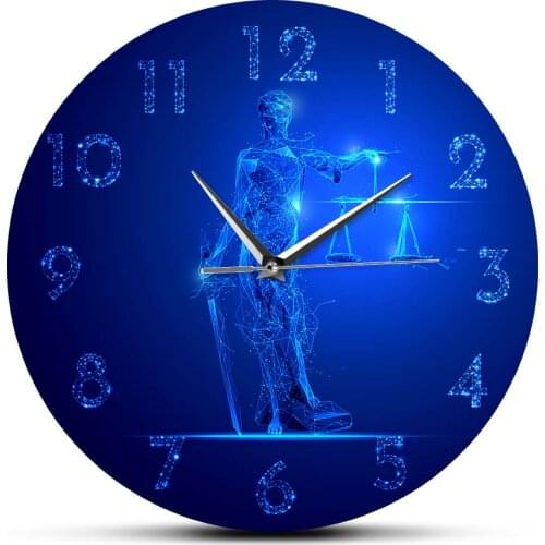 Polygonal Themis Justice Goddess Wall Clock Legal Law Office Home Decor Futuristic Justice Law Judgement Modern Attorney Clock