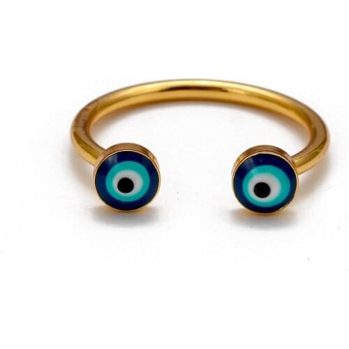 Megin D Yellow Gold Plated Evil Eyes Boho Vintage Rings for Women Couple Friends Gift Fashion Jewelry Bague Hip Hop Punk Gothic
