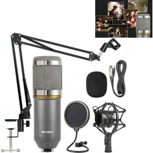 Professional Karaoke Condenser Microphone Studio Sound Recording Mic Boom Stand Set Condenser Microphone Kit Audio for Computer