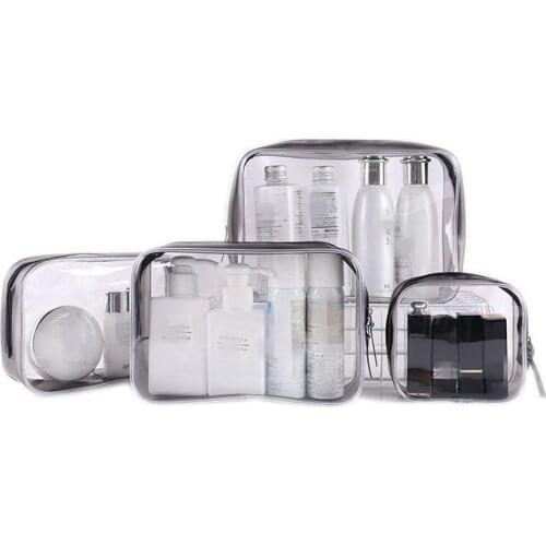 Travel Transparent Cosmetic Bag PVC Women Zipper Clear Makeup Bags Beauty Case Make Up Organizer Bath Toiletry Wash Bag