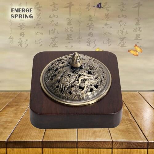 Sandalwood Burner Ebony Wood Incense Box Indoor Aromatherapy Stove Home Decoration Antique Dragon Phoenix Coil Incense Burner