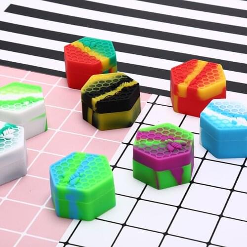 3/5/10/11/35ml 7 Styles Skull Silicone Container Big Hexagon Silicone Jar For Oil Wax Dab Cigarette Cream Easy To Hold Carry