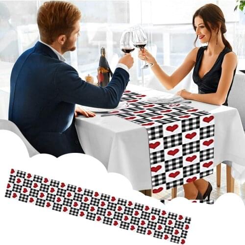 Valentines Day Heart Pattern Table Flag Tablecloth Table Runner Wedding Party Dinner Banquet Tablecloth Home & Living Decor