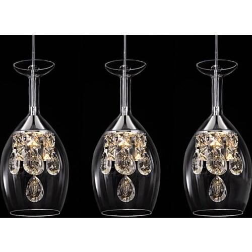 Modern fashion dining room K9 Crystal 5w LED Chandelier DIY home decoration living room clear glass wine cup design lighting