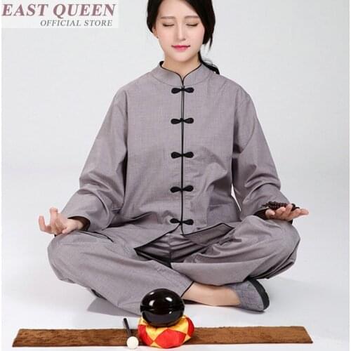 Traditional chinese clothing buddist monk clothing zen clothing plus size wu shu uniform two piece top and pants FF377 A