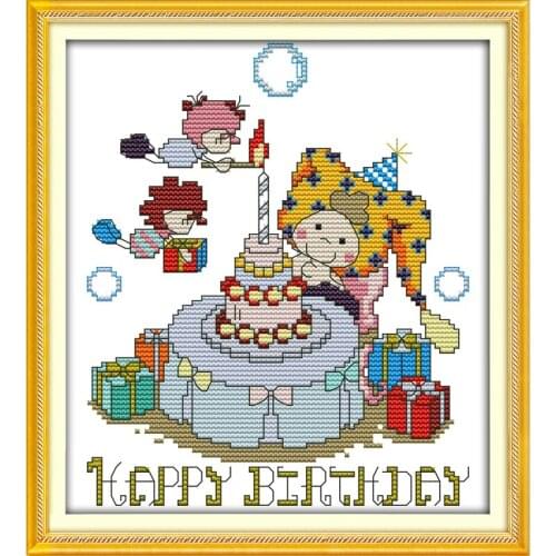 Everlasting Love Happy Birthday Chinese Cross Stitch Kits Ecological Cotton Stampted Printed 14CT DIY Gift Christmas Decorations
