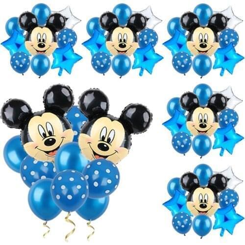13Pcs Disney Mickey Minnie Mouse Party Balloons 12inch Wave Point Latex Balloons Kids Birthday Party Baby Shower Decor Supplies