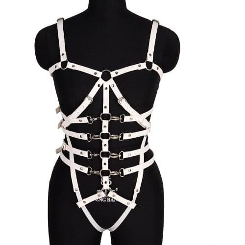 Pastel Goth Leather Harness For Women Belt Adjust Waist Straps Stocking Thigh Garters Bondage Pole Dance Rave Costume Punk