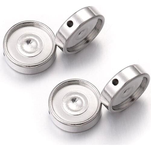 10pcs/lot stainless steel fit 6 8 10mm Straight hole Leather Slider Beads Blank Cabochon Setting Diy Bracelet Making