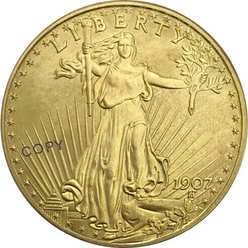 1907 United States 20 Dollars Saint Gaudens Double Eagle no motto Gold coin Brass Collectibles Copy Coin