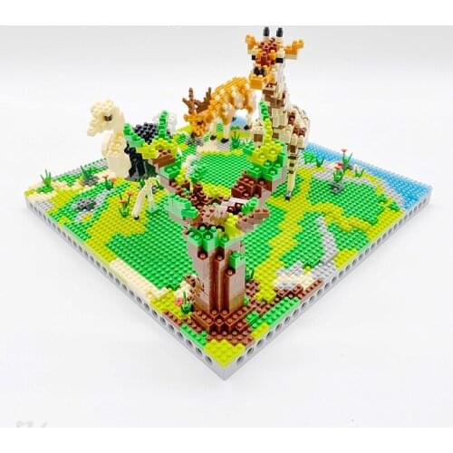 2120pcs 6629 Animal World Giraffe Deer Ostrich Bird Flower River Model Mini Diamond Blocks Bricks Building Toy for Children
