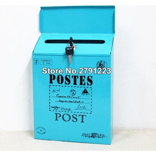 5 Colors Vintage Mail Box Case Metal Tin Newspaper Letter Mailbox Waterproof Post Box Lockable Box Garden Ornament