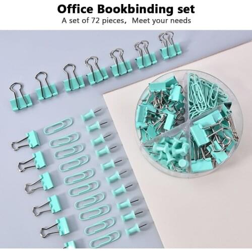72PCS/Box Metal Large-Headed Binder Clips Office Binding Supplies Combination Set Delicate Stationery Paper Foldback Clip