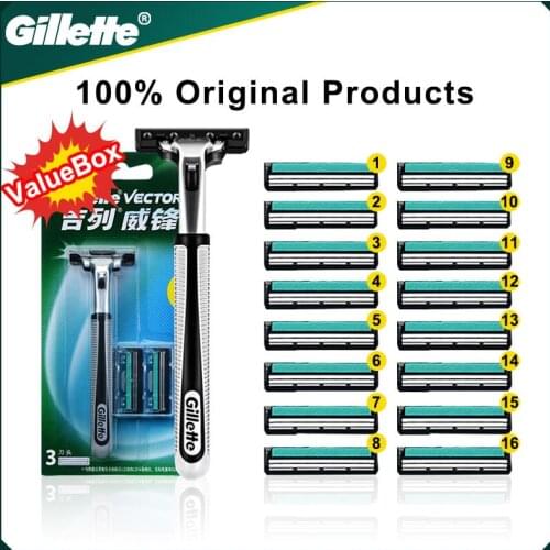 Safety Razor And Replaceable Blades Gillette Vector-2 Series For Male Safety Shaving Straight Razor Cartridges Value Pack