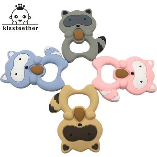 Siilicone Raccoon Beads Food Grade Silicone DIY Teething Necklace Baby Gifts Pacifier Clips Accessories Beads