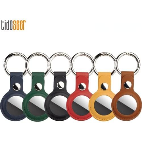 PU Leather Case Key Ring for Airtag Keychain Protective Shell Sleeve For Apple Airtags Anti-lost Locator Tracker Cover