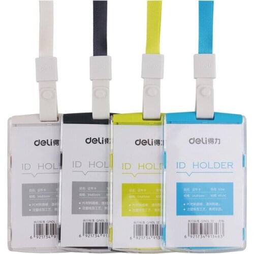 Deli - Injection Molding Horizontal Name Tag/ID Badge/IC Card/Employees Card Holder (Deli 8306 ID Card Holder Black 1 Pack