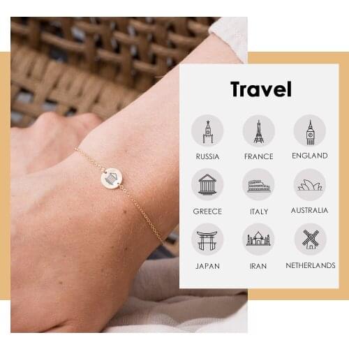 Travel Memorial Bracelet For Women Jewelry Boho Bangle Gold Bracelet Trendy Adjustable Party Wedding Jewelry