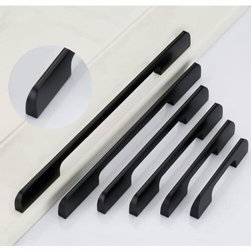 Door Handle Catch Pull Grip Furniture Cabinet Drawer Pitch-row 96mm 128mm 160mm 256mm 320mm - 1200mm Black Silver Champagne Gold