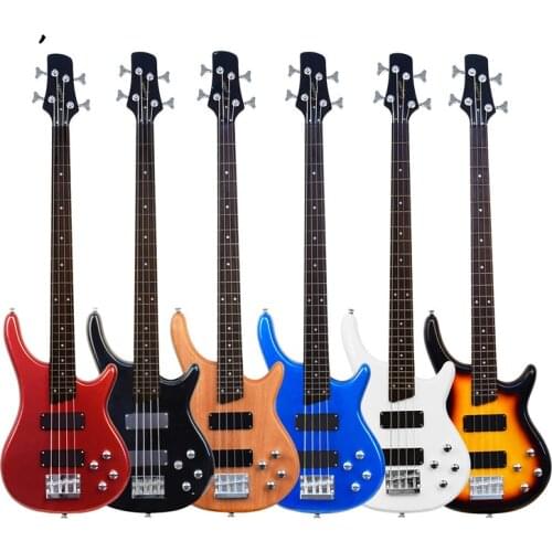 Electric Bass 4-string 24 frets Guitar For Adults Beginners Musical Instrument Black Blue Sunset Red White Wooden Gift BS01