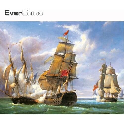 Evershine 5D Diamond Painting Full Square Landscape Sailboat Diamond Embroidery Scenery Sea Diamond Mosaic Cross Stitch Kit Bead