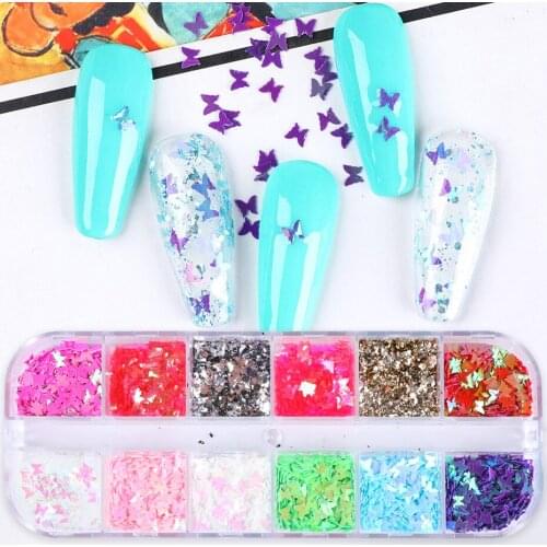 Holographic Nail Polish Sequins Sequins 3D Thin Butterfly Flake Laser Chameleon Gel Polish Nail Art Decoration AccessoriesHD1622