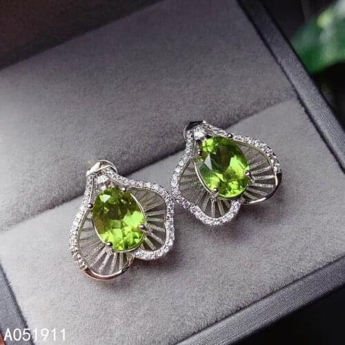 KJJEAXCMY fine jewelry natural Peridot 925 sterling silver women earrings new Ear Studs support test luxury